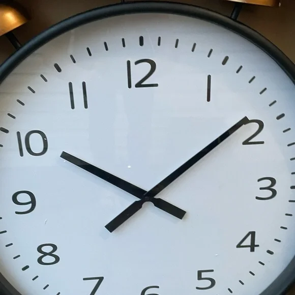 Industrial Metal Twin Bell 28” Decorative Wall Clock NWT